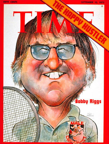 Caricature of the tennis legend Riggs.