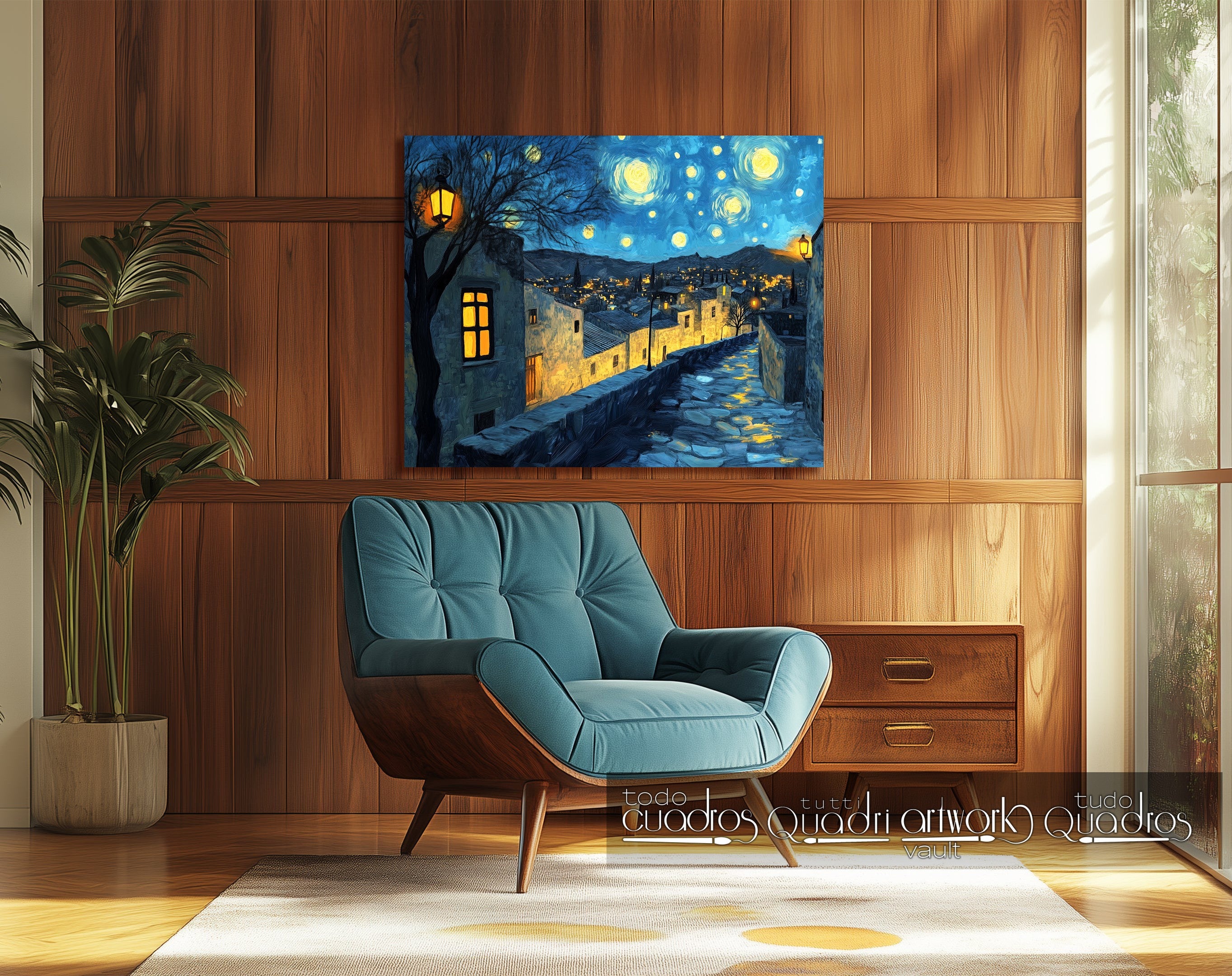 Streets of Light and Stars, modern Van Gogh style