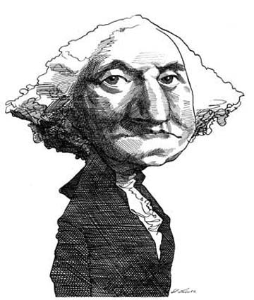 First president of the United States in caricature.