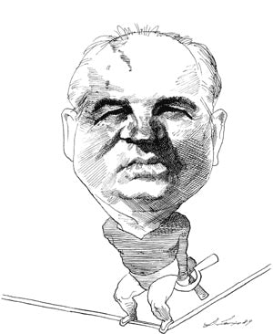 Famous Russian politician caricatured.
