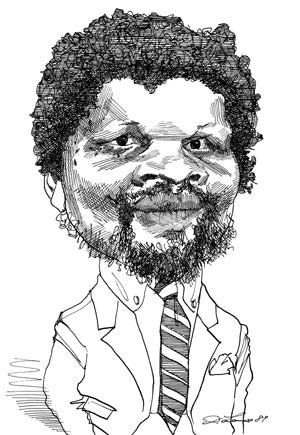 Caricature of the poet of African origin.