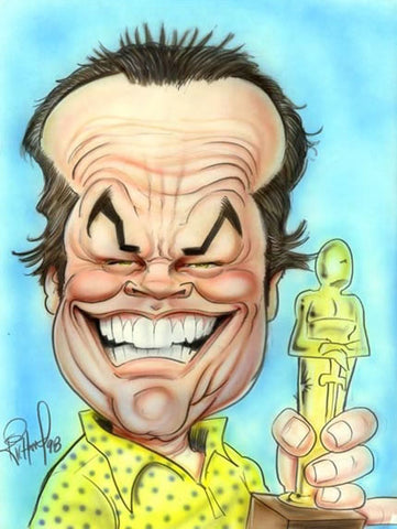 Funny drawing of Nicholson receiving an Oscar.