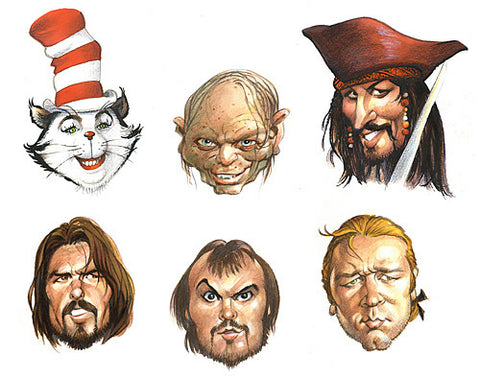 Six characters drawn by Drucker.
