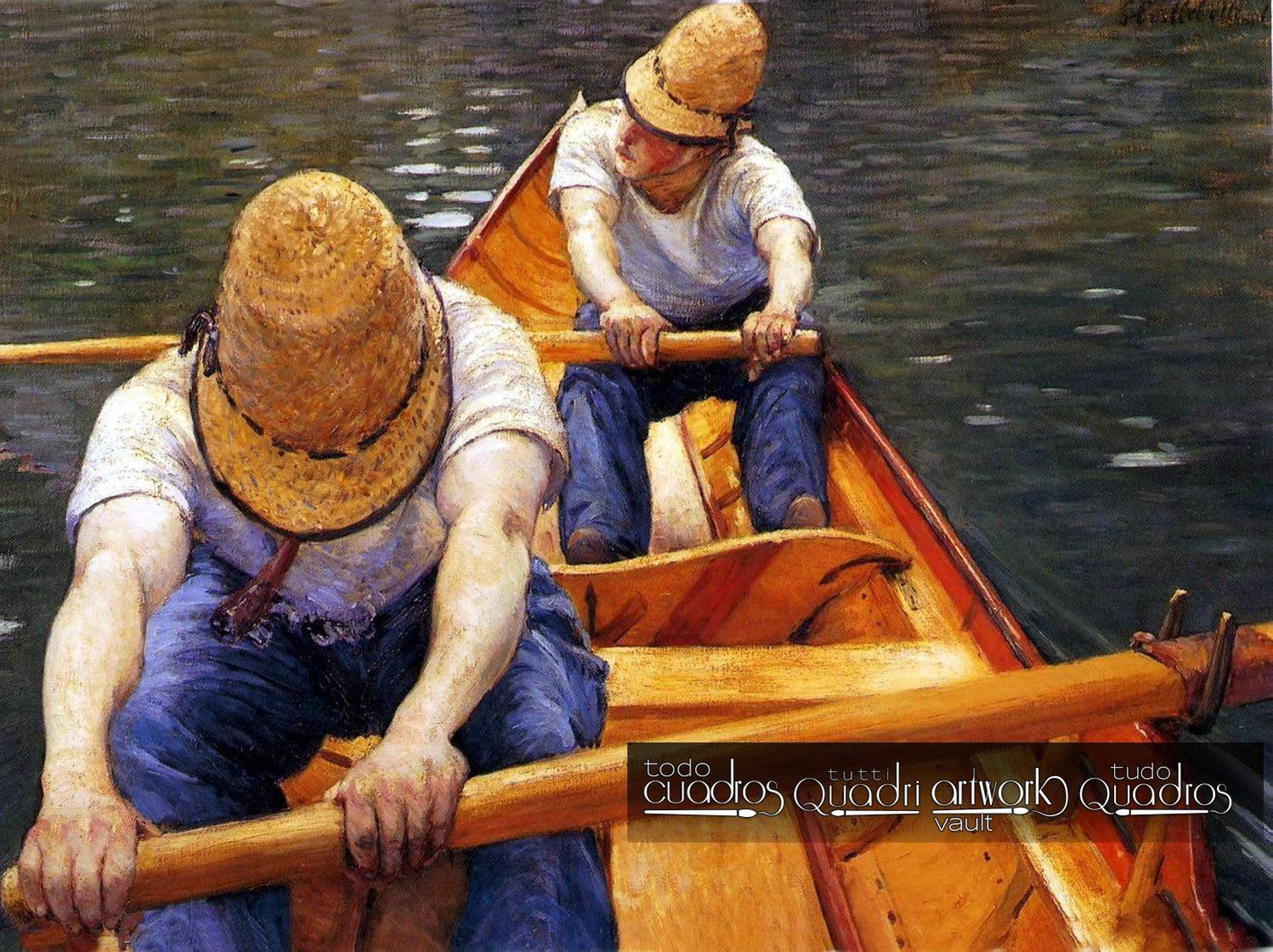 Oarsmen Rowing on the Yerres, Caillebotte